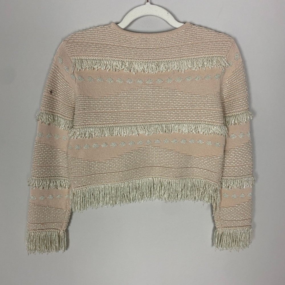 Alice McCall Sweater Womens 4 Pink Big Exit Top Fringe Metallic Knit Cropped - Picture 3 of 10